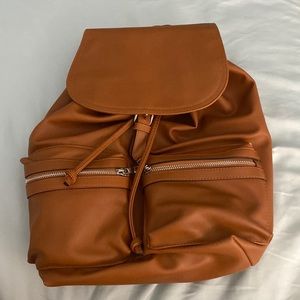 Brown Faux Leather Backpack